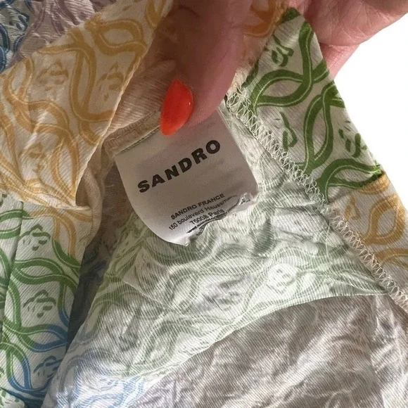 Sandro linen blend crop patched top size 2 in excellent condition - Picture 9 of 10